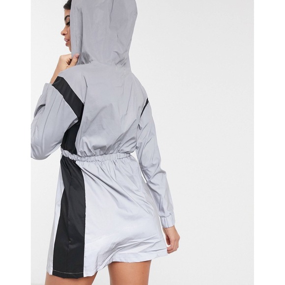 NWT Daisy Street Reflective Hooded Windbreaker Dress Large Techwear Sporty chic - Picture 2 of 12